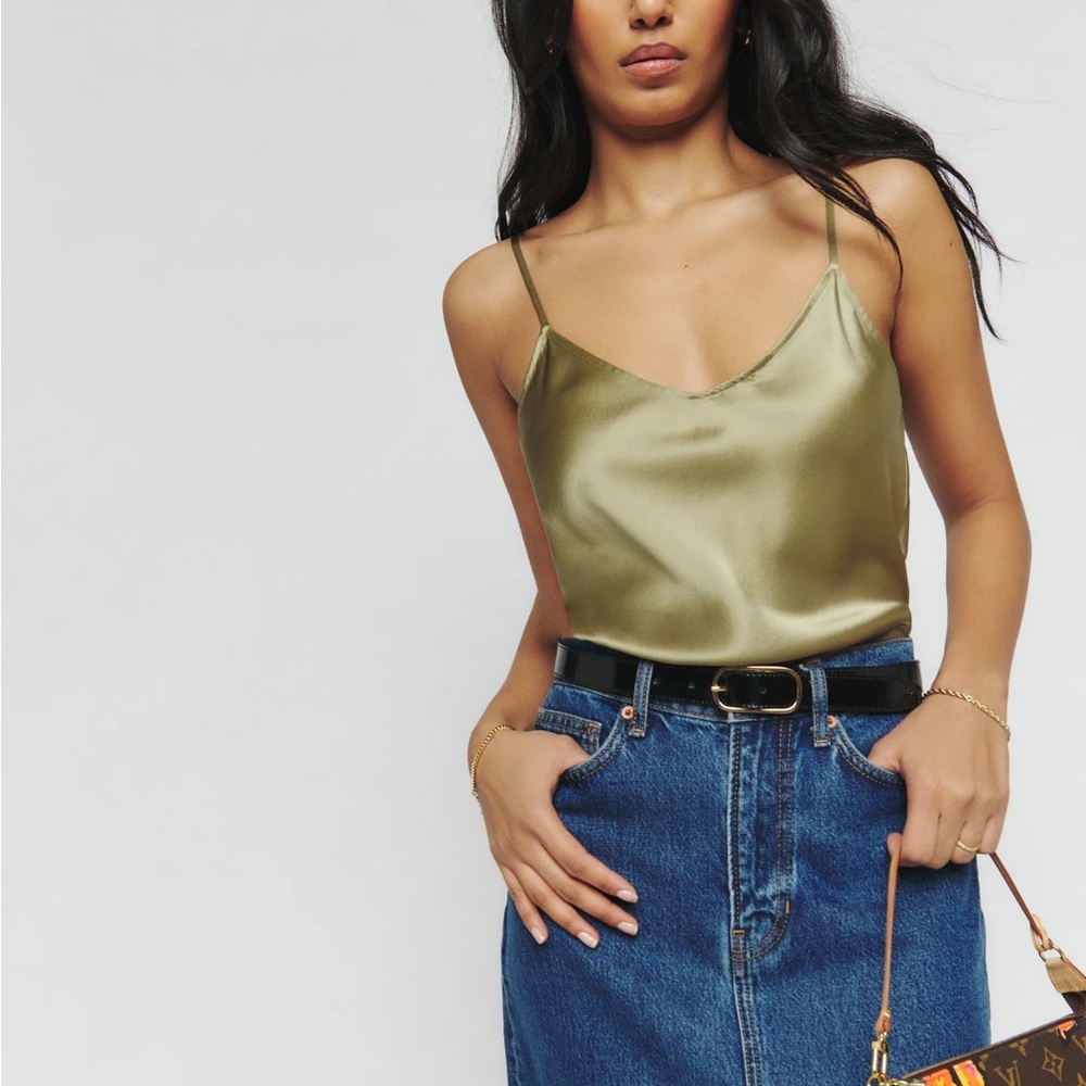 Silk teddy tank top reformation NWT
